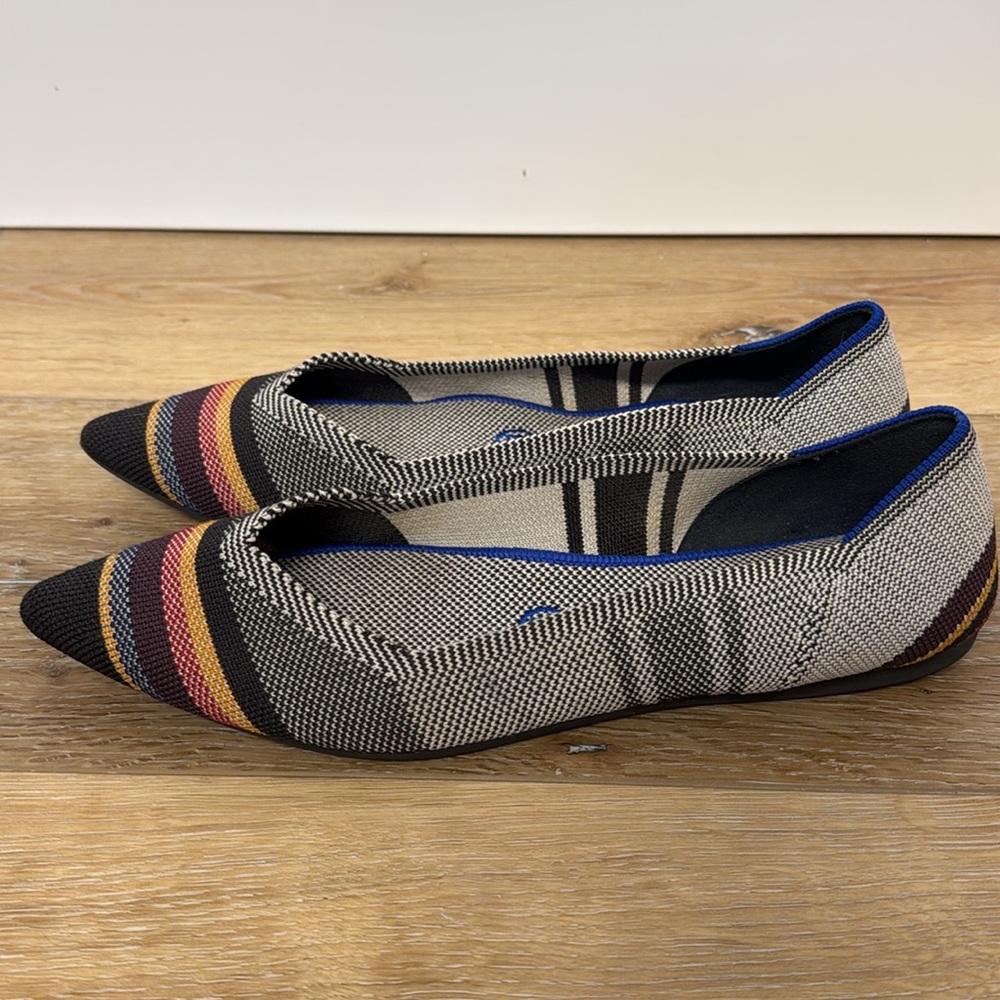 Rothy's Multi Striped Textile The Point Ballet Flats Comfort Women’s US 8.5 - Picture 5 of 11